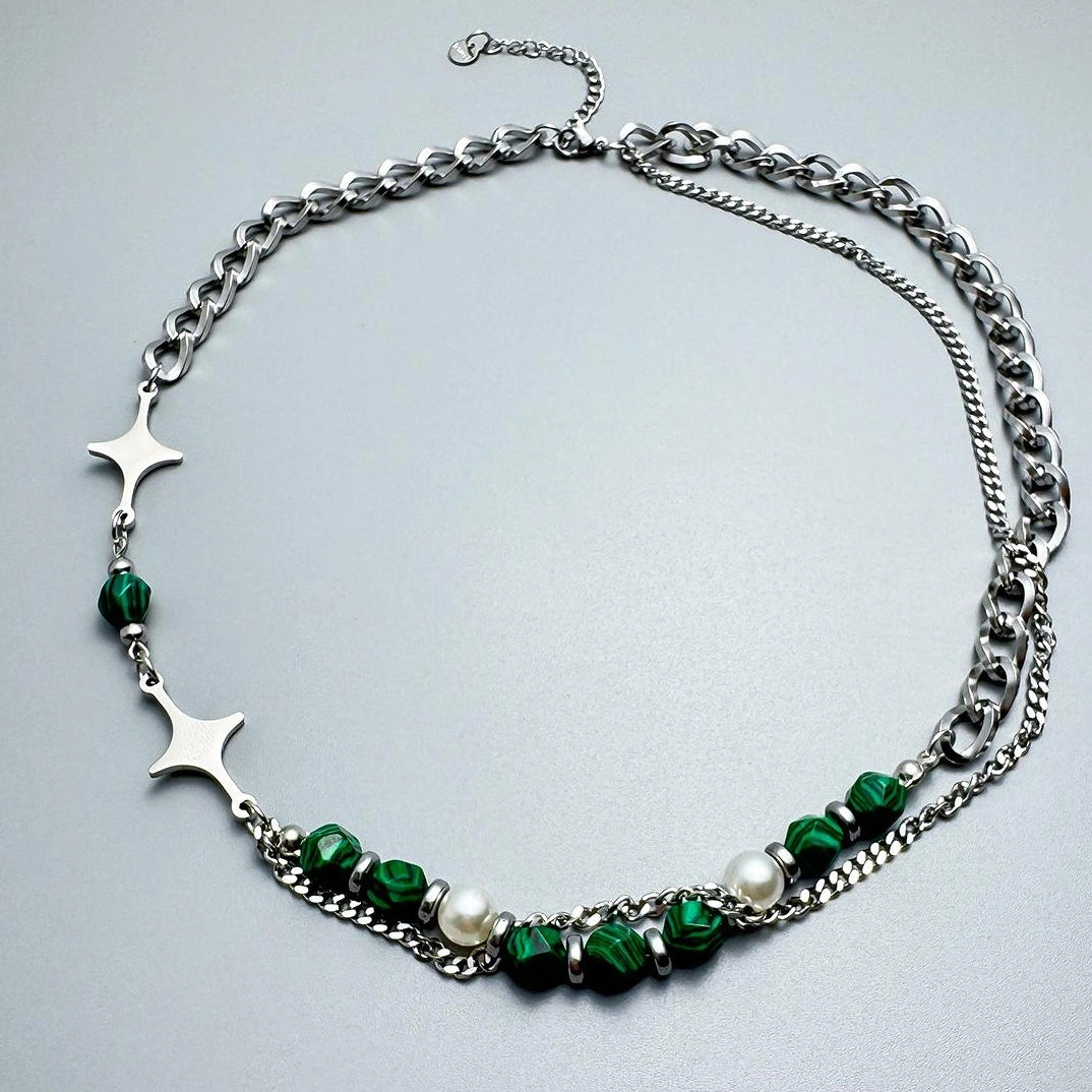 Accessories Green Crystal Cross Pendant Necklace