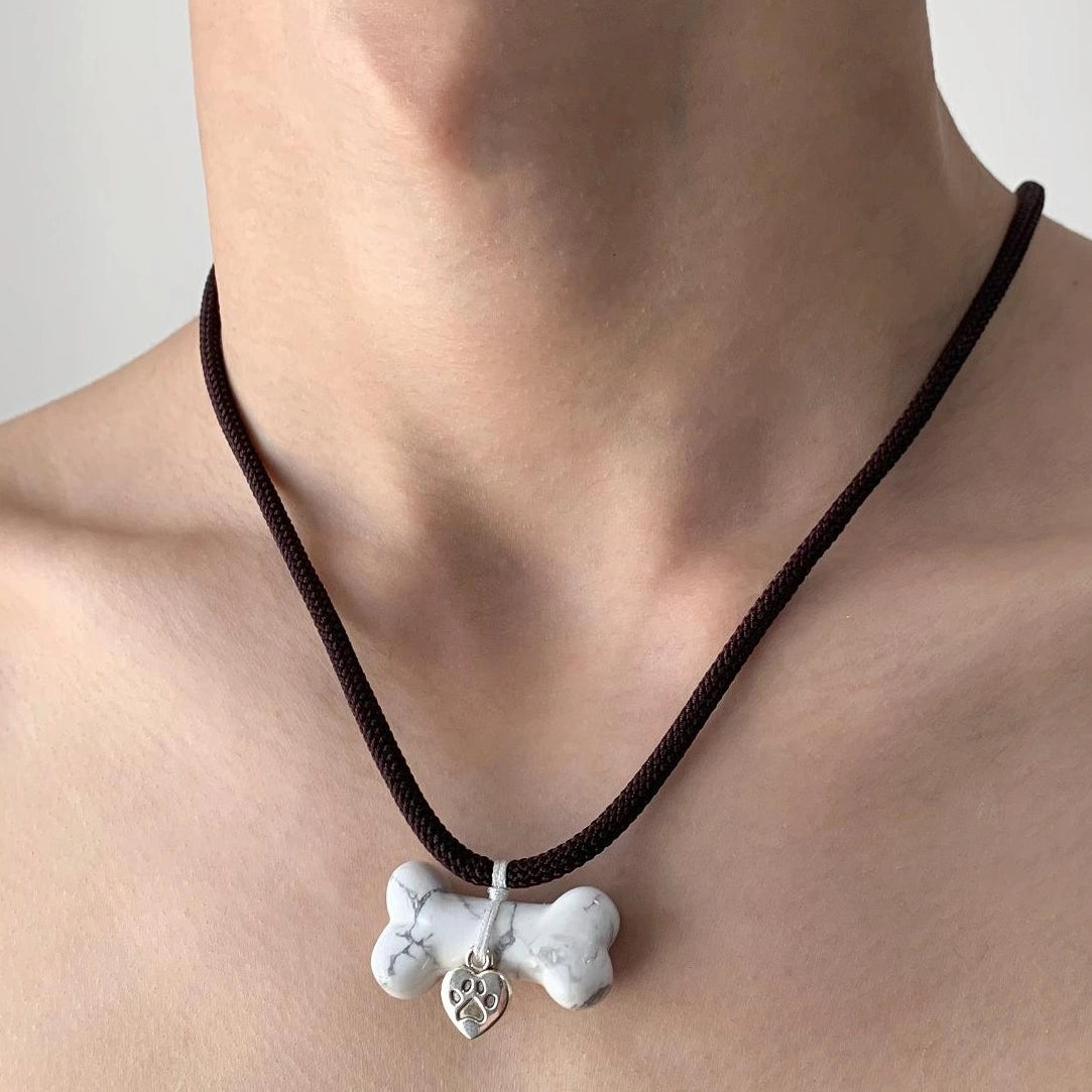 Accessories Handwoven Bohemian Dog Bone Pendant Necklace