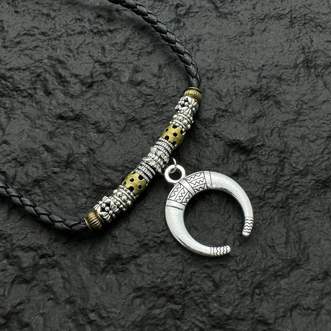 Accessories Handwoven Crescent Pendant Bohemian Long Necklace