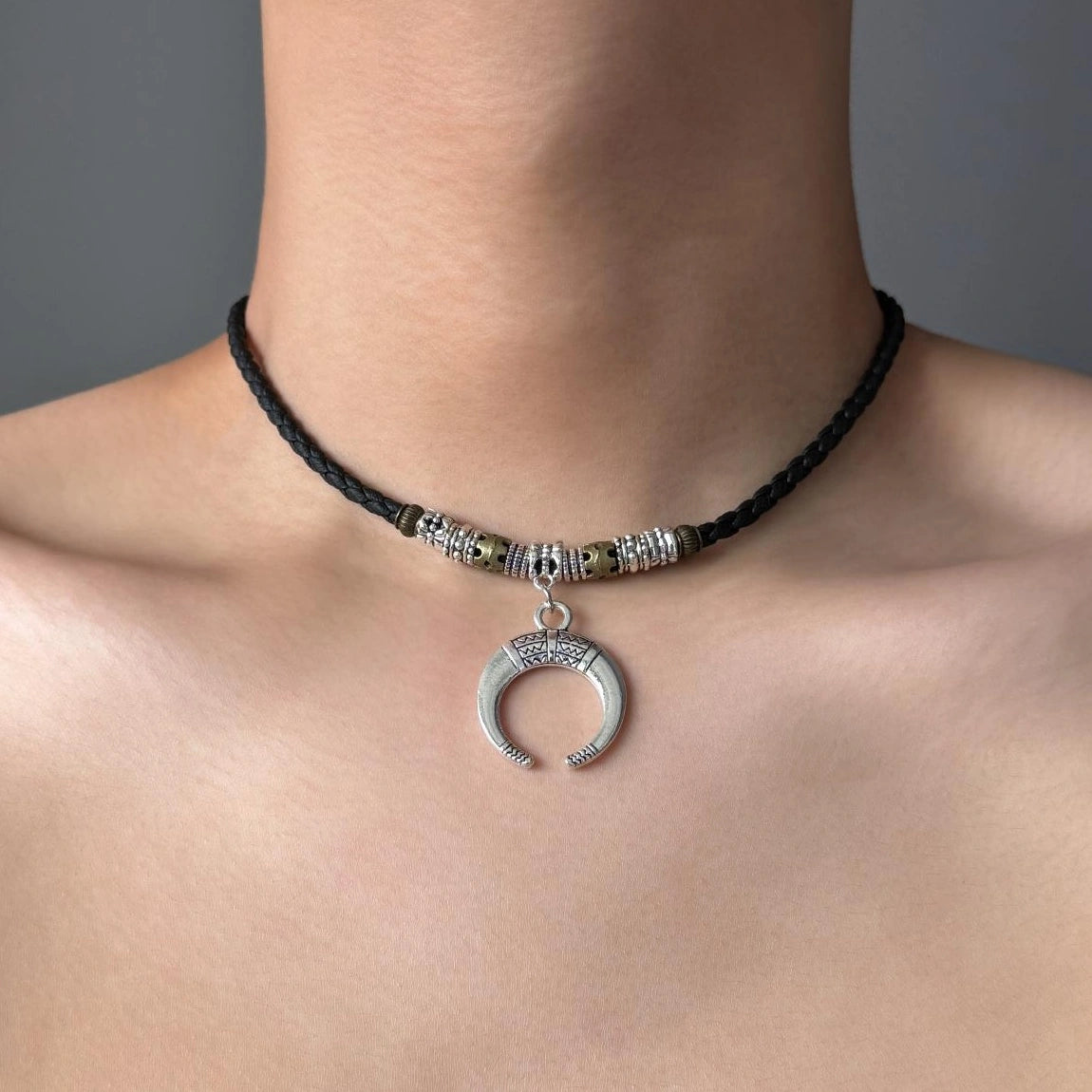 Accessories Handwoven Crescent Pendant Bohemian Long Necklace