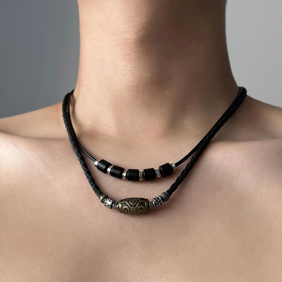 Accessories Handwoven Tibetan Beaded Necklace Double Layer Ethnic Choker