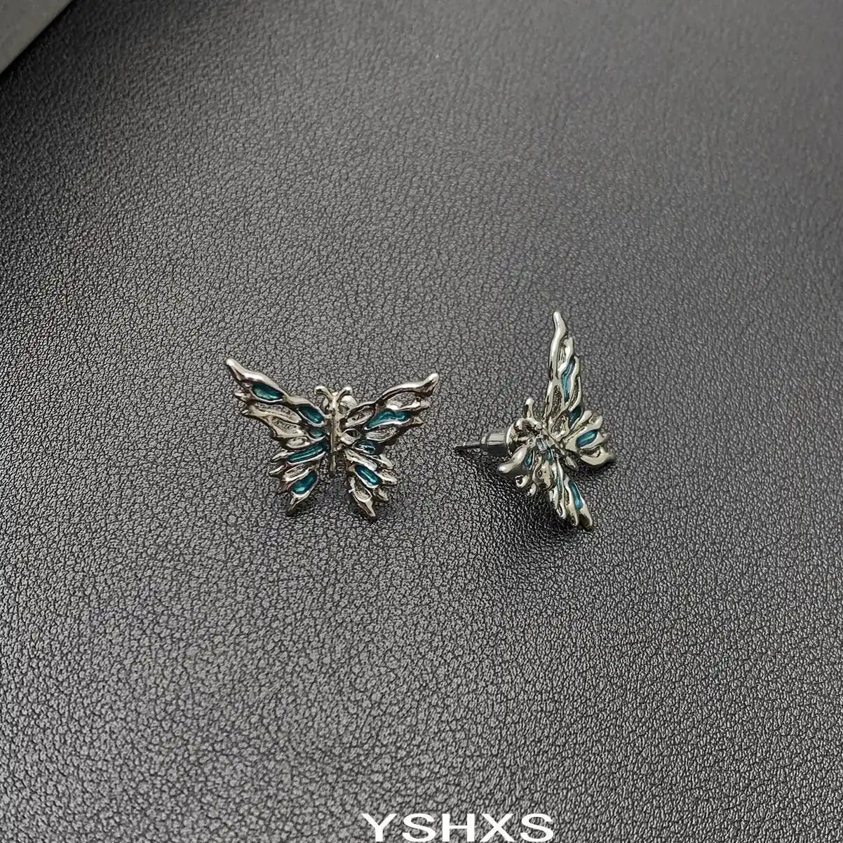 Hollow Blue Butterfly Stud Earrings
