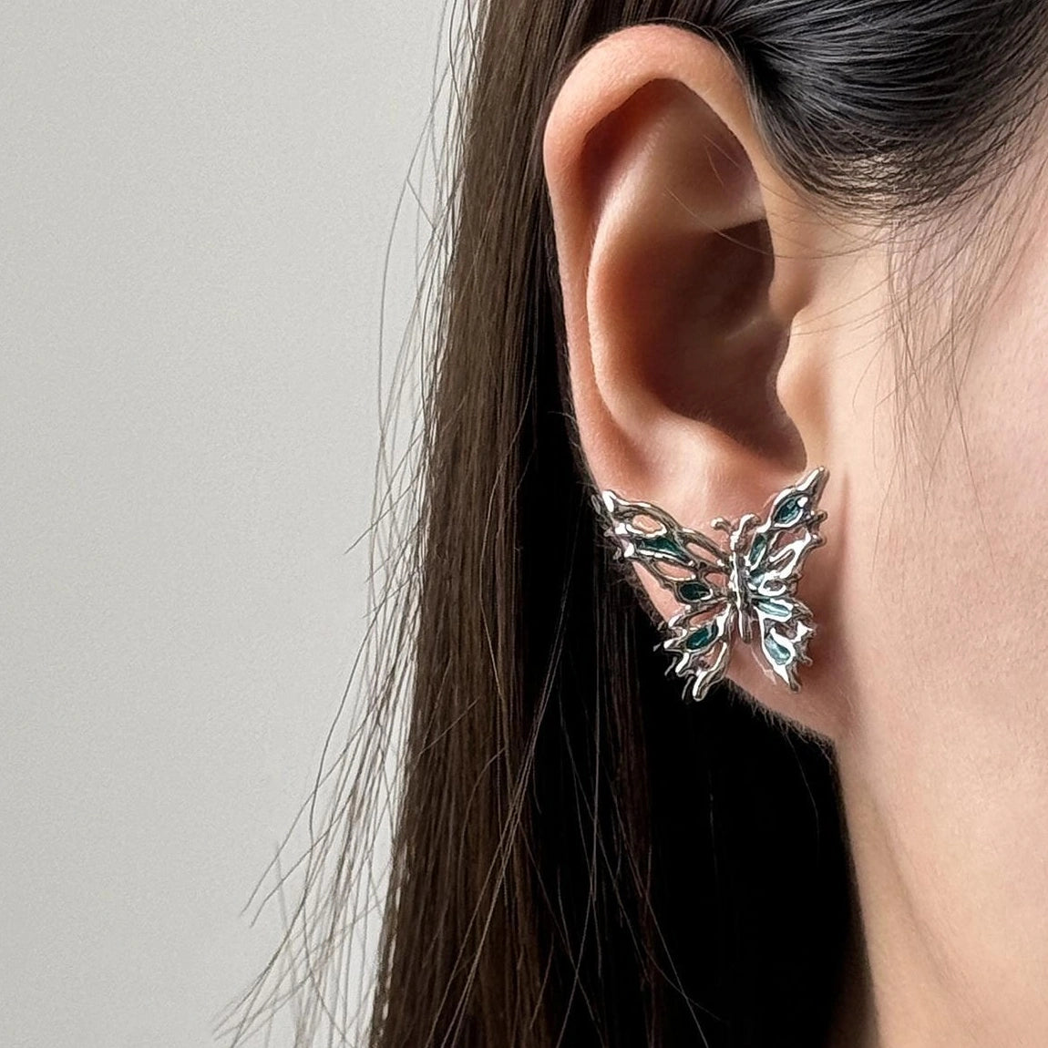 Hollow Blue Butterfly Stud Earrings