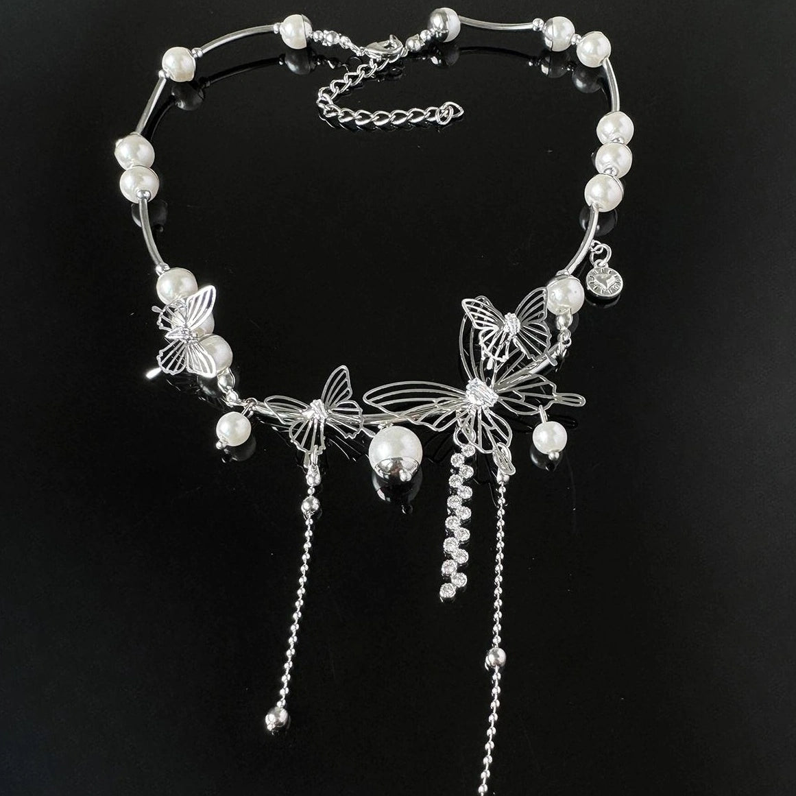 Accessories Hollow Butterfly Pearl Y2K Fringe Choker