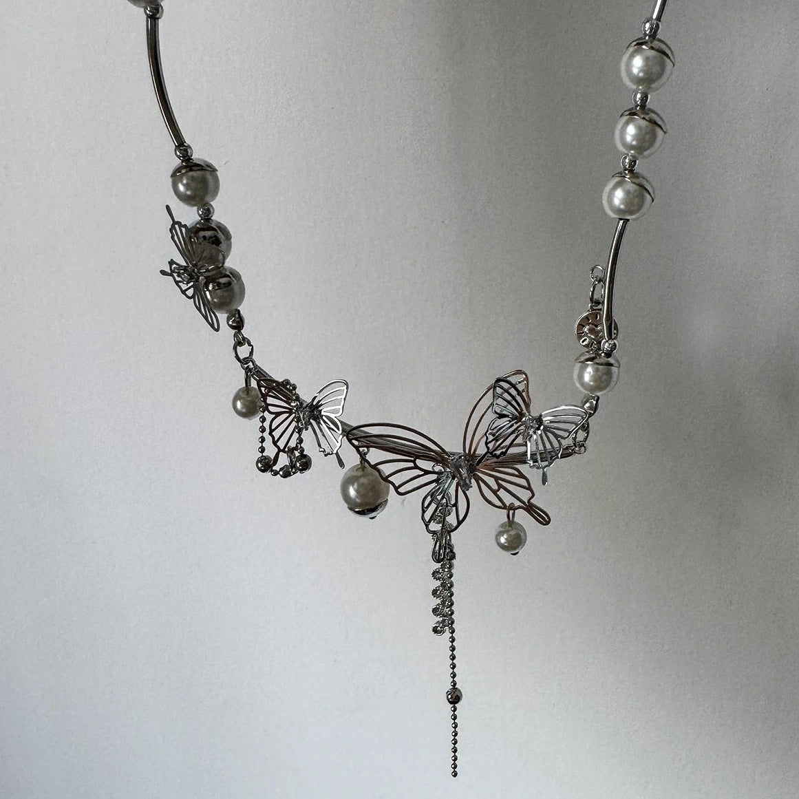 Accessories Hollow Butterfly Pearl Y2K Fringe Choker