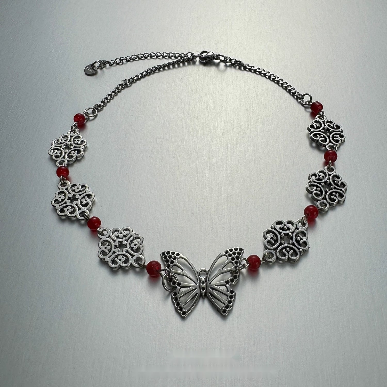Accessories_Hollow_Butterfly_Red_Zircon_V-neck_Necklace_MISSTT