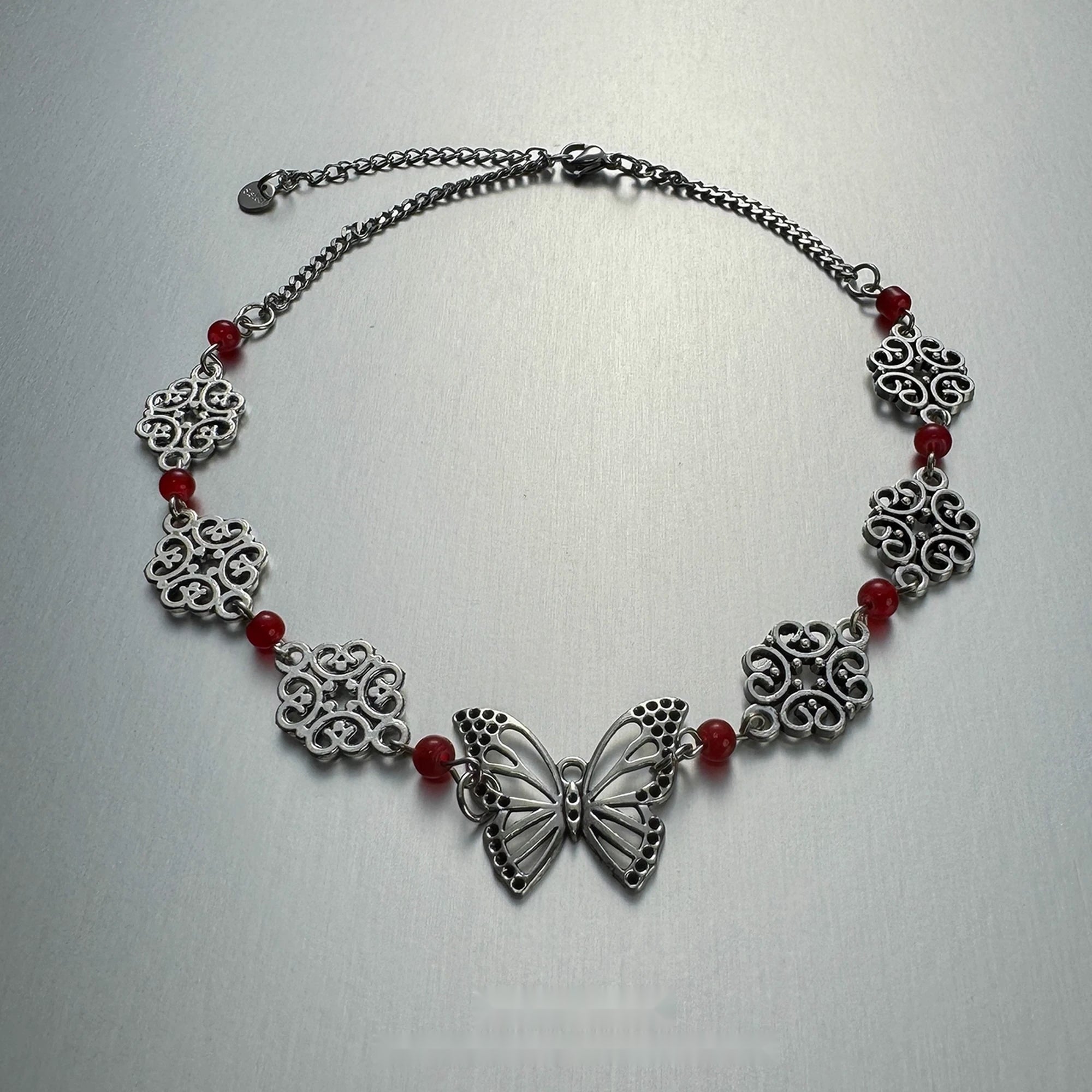 Accessories_Hollow_Butterfly_Red_Zircon_V-neck_Necklace_MISSTT