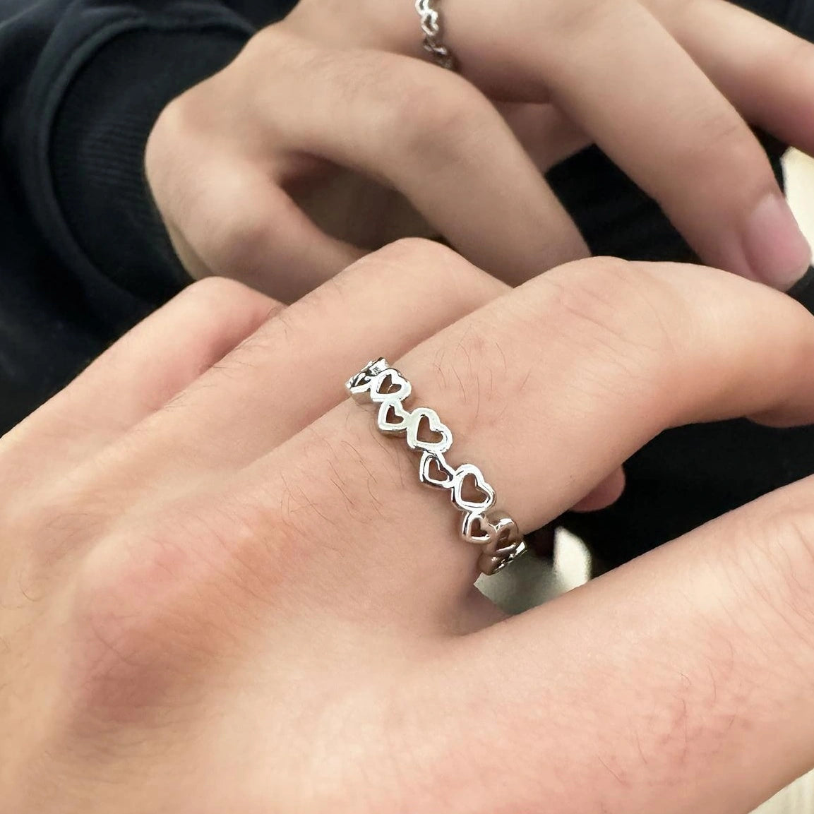 Accessories Hollow Heart Adjustable Ring