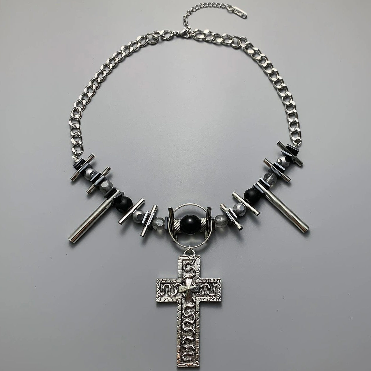 Accessories Industrial Punk Cross Choker Necklace