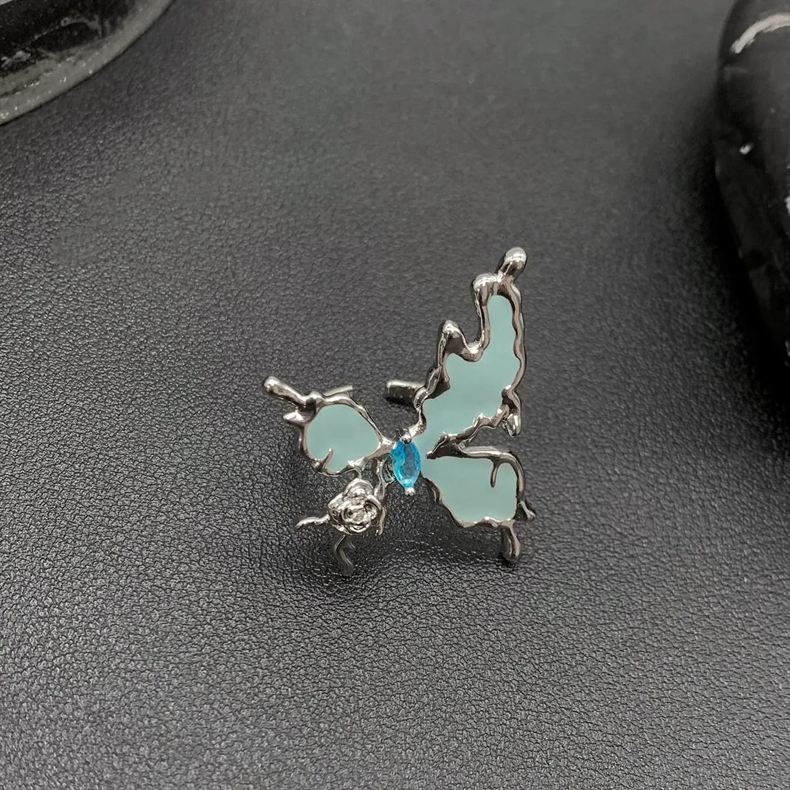 Accessories Irregular Butterfly Rose Open Ring In Haze Blue