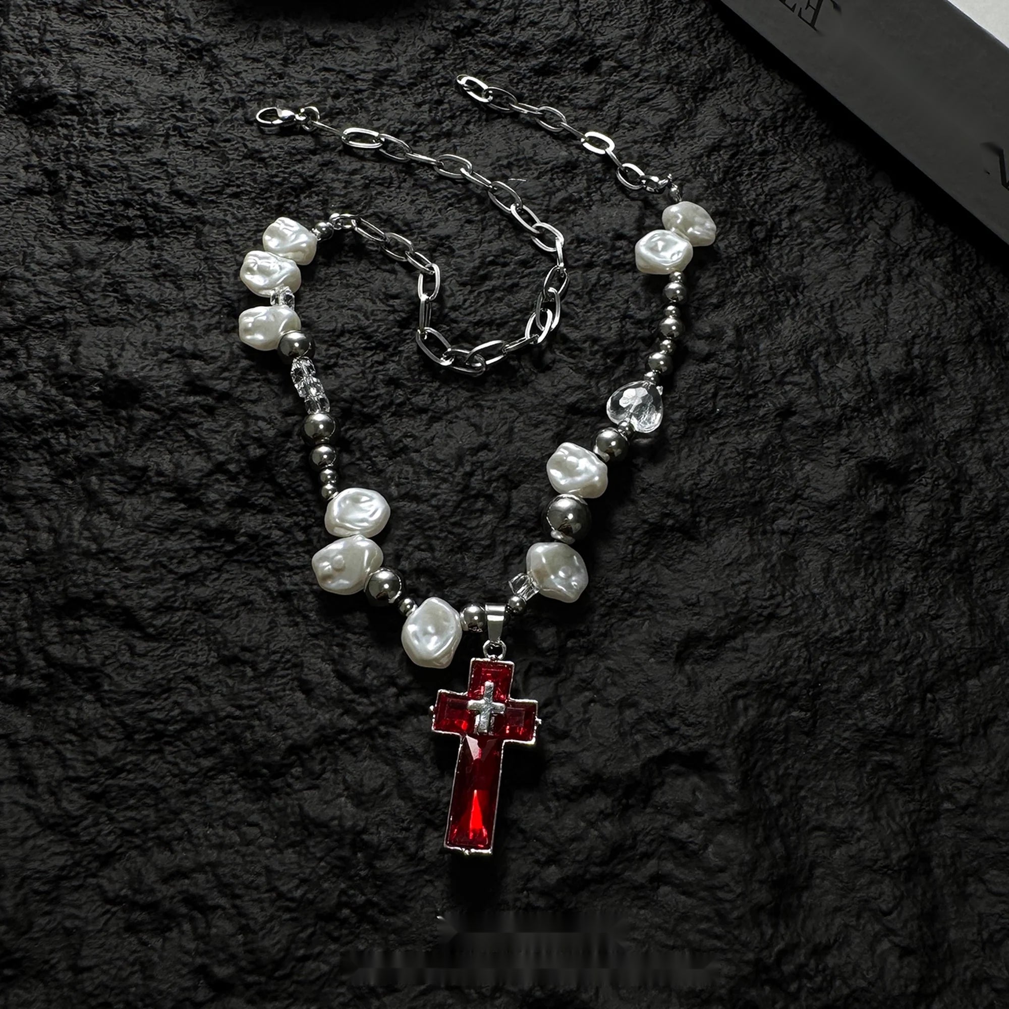 Accessories_Irregular_Pearl_Cross_Pendant_Y2k_Necklace_MISSTT