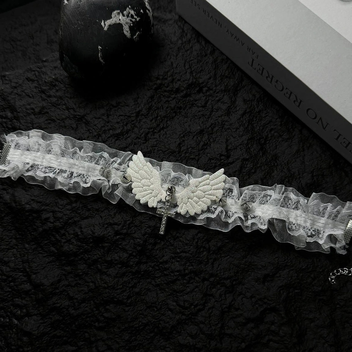 Accessories Lace Choker Necklace With Angel Pendant