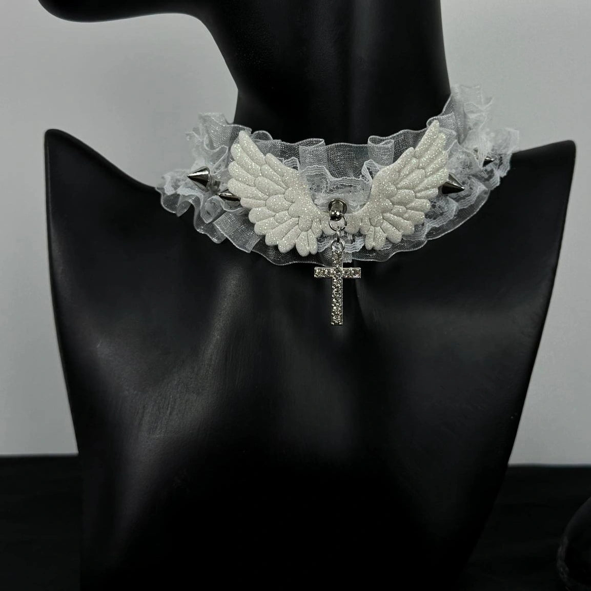 Accessories Lace Choker Necklace With Angel Pendant