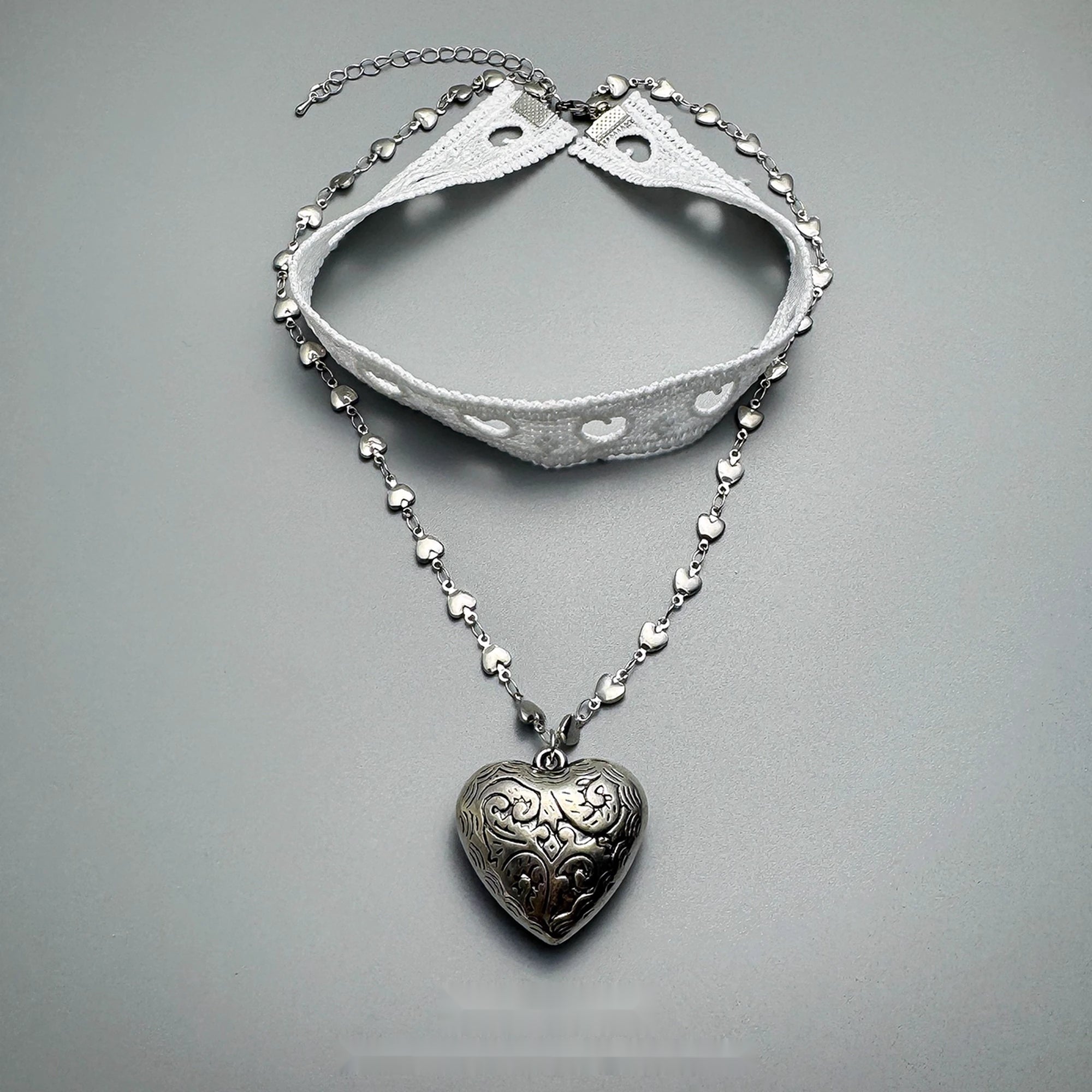 Accessories_Lace_Heart_Double_Layer_Choker_Necklace_MISSTT