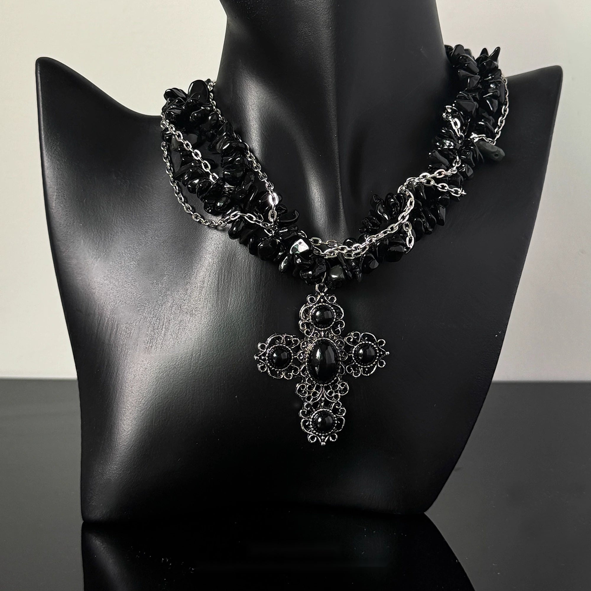Accessories_Layered_Black_Cross_Punk_Rock_Stone_Necklace_MISSTT