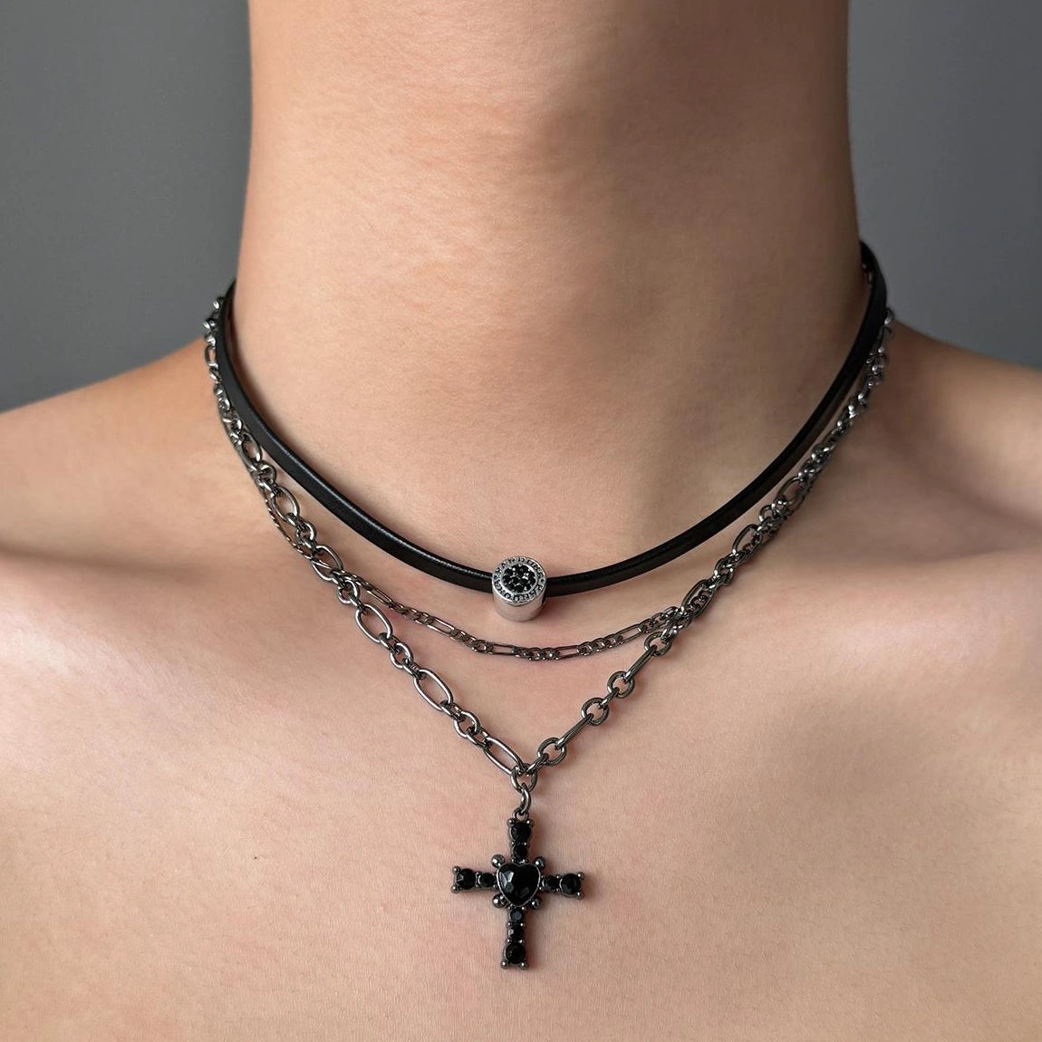 Accessories Layered Cross Collar Choker
