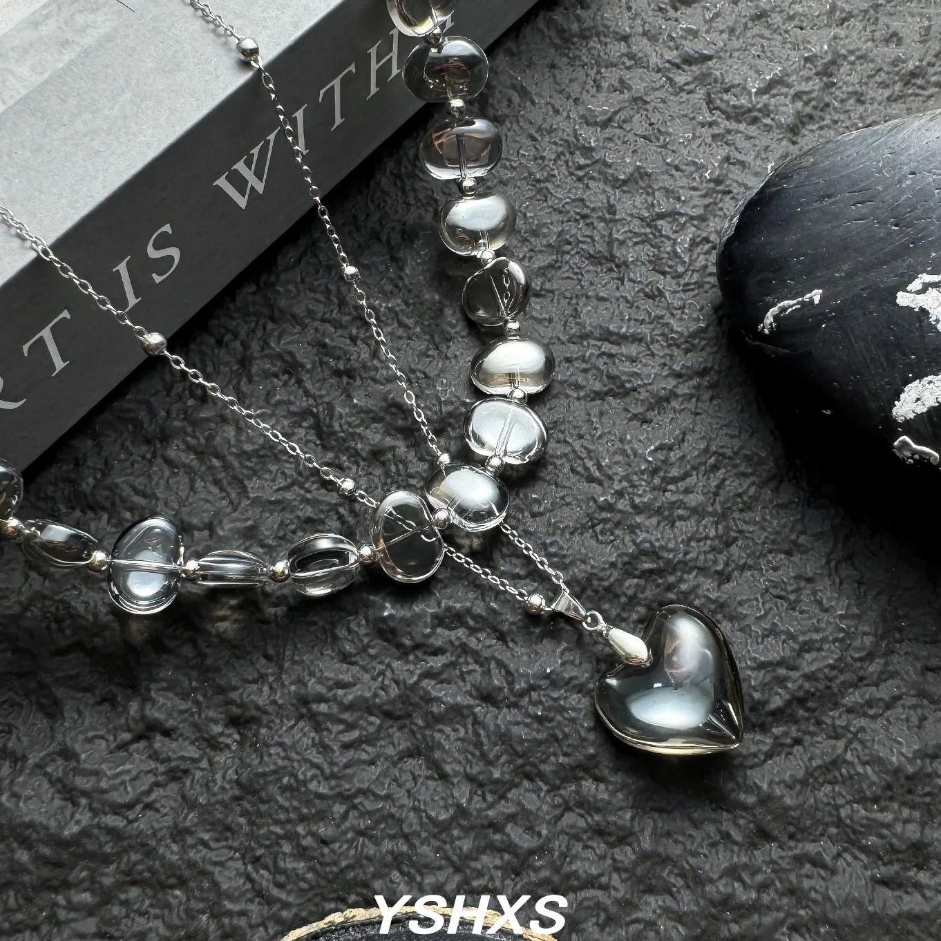 Layered Crystal Pendant Choker Necklace