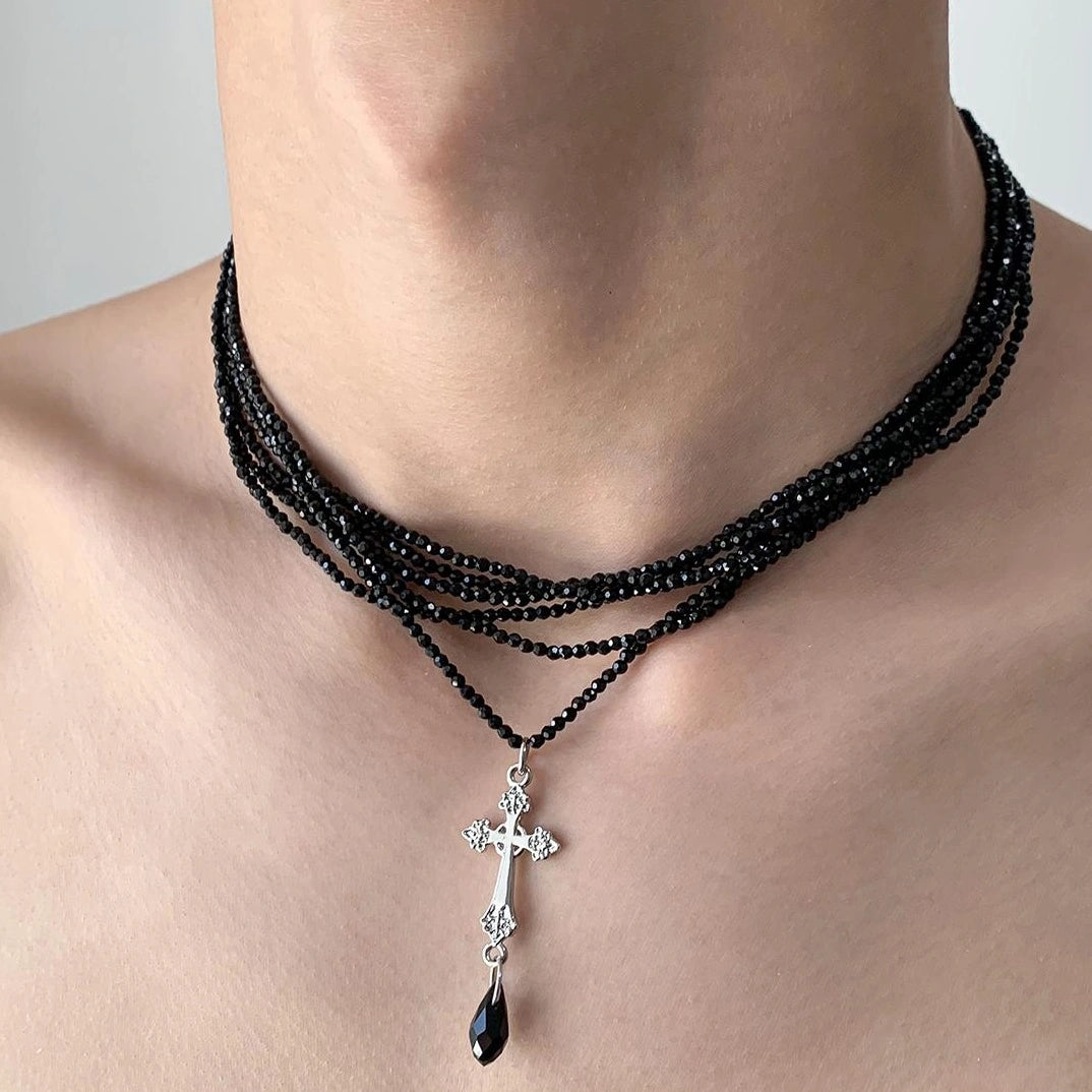 Accessories Layered Gothic Cross Choker Necklace