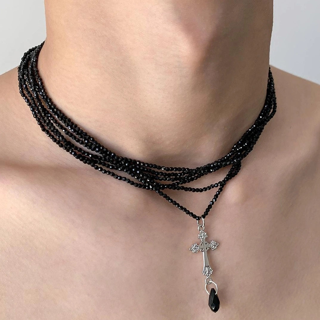 Accessories Layered Gothic Cross Choker Necklace