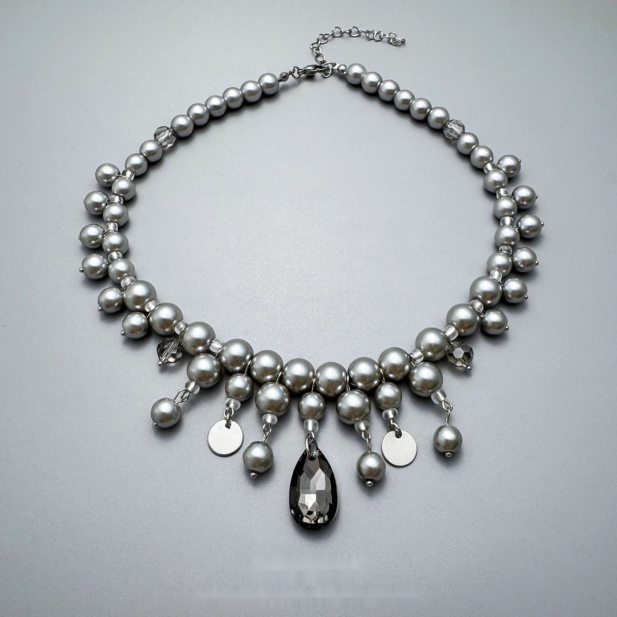 Accessories_Layered_Gray_Pearl_Drop_Pendant_Necklace_MISSTT