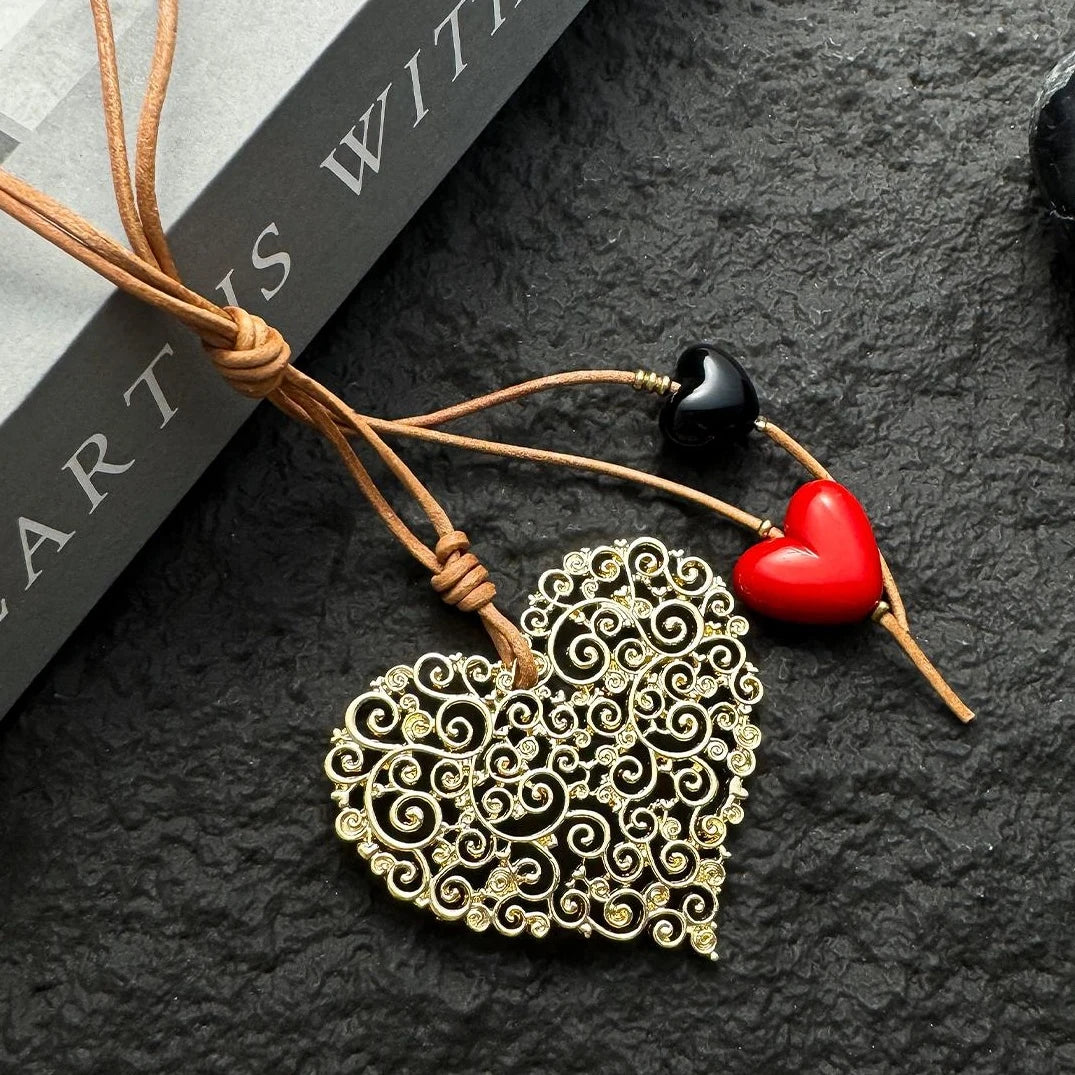 Accessories Layered Heart Pendant Necklace