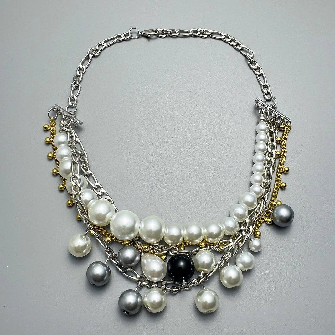 Accessories Layered Pearl Strand Fringe Necklace