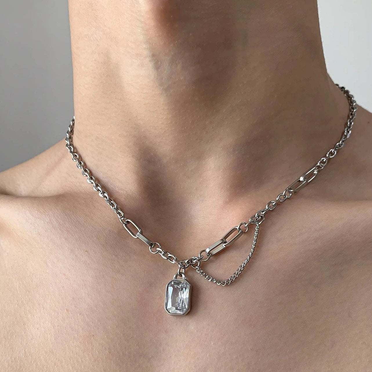 Accessories Layered Sparkling Zircon Choker Necklace