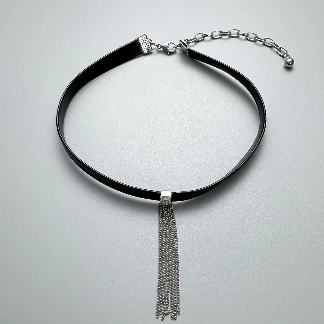 Accessories Leather Lace Choker Necklace With Extender Chain