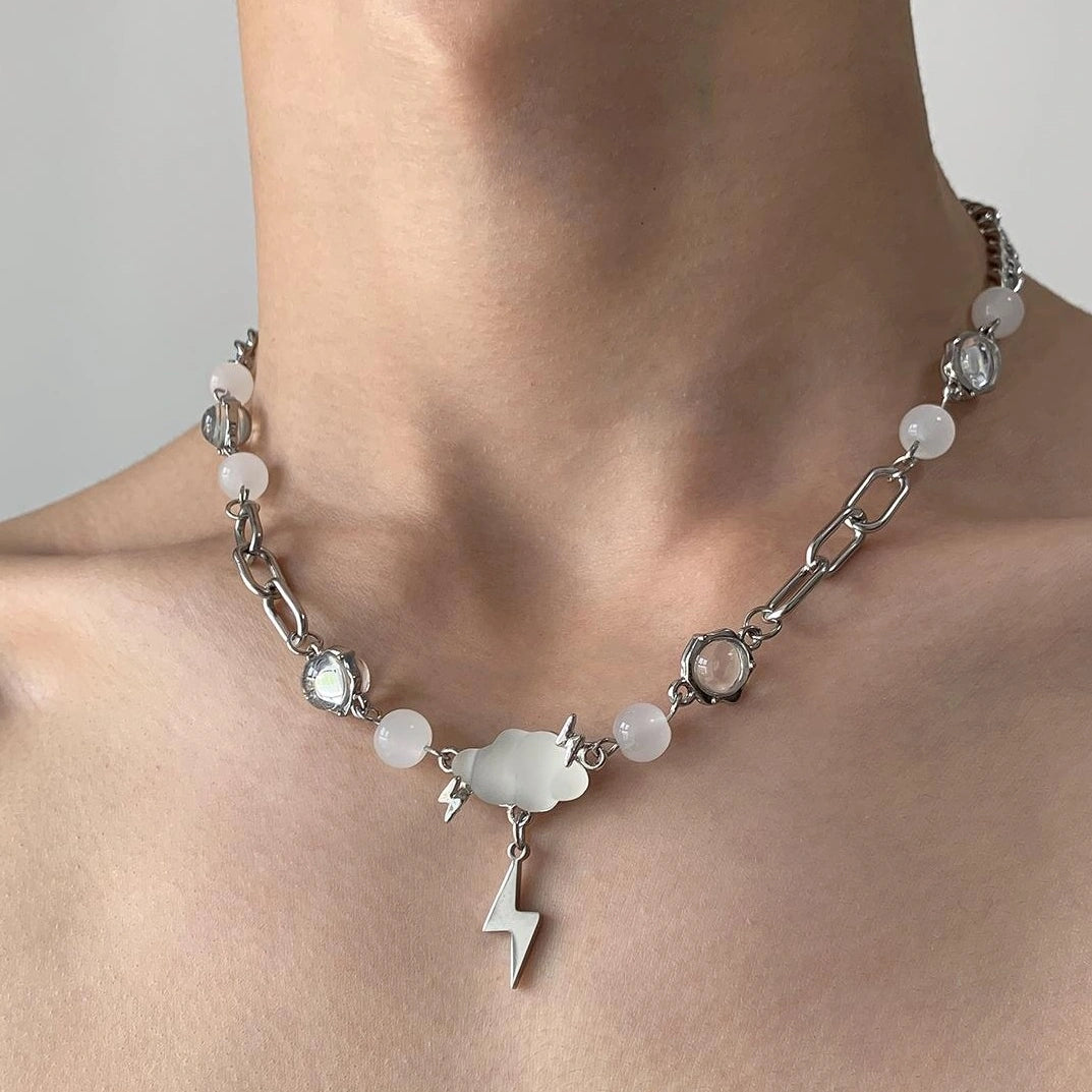 Accessories Lightning Cloud Beaded Titanium Steel Necklace
