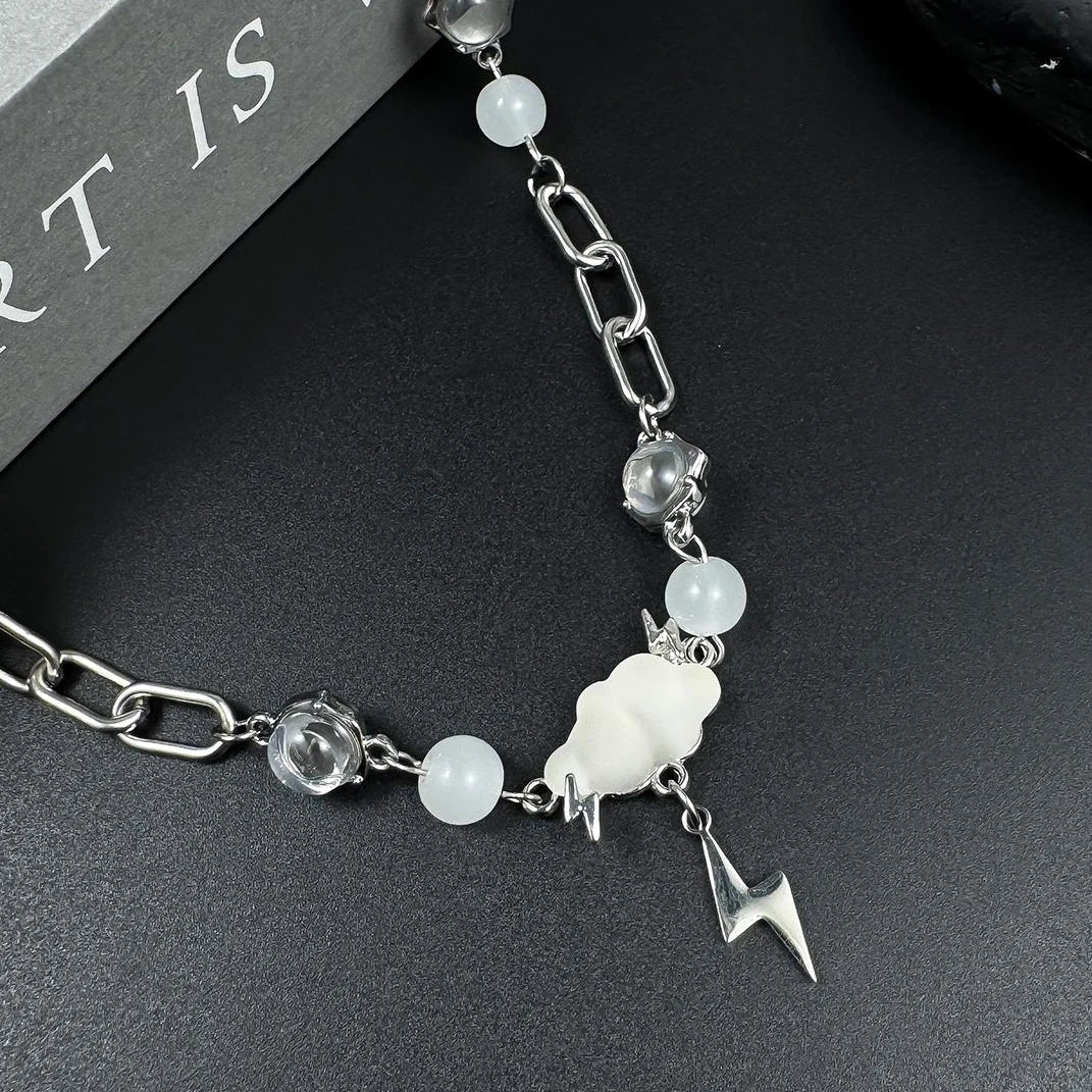 Accessories Lightning Cloud Beaded Titanium Steel Necklace
