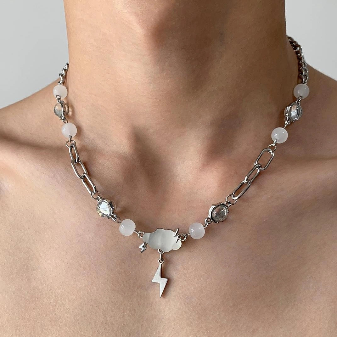 Accessories Lightning Cloud Beaded Titanium Steel Necklace