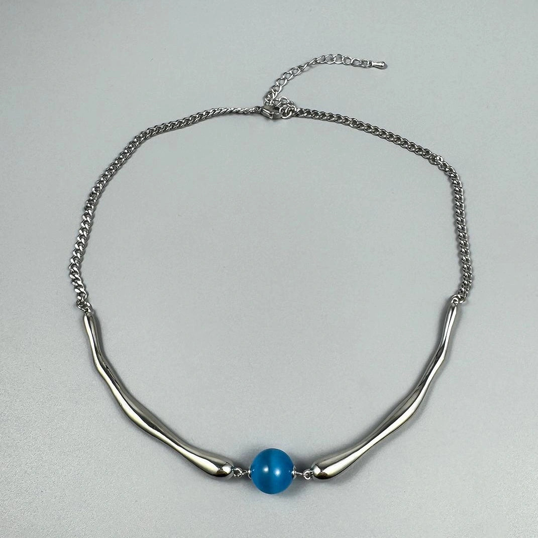 Accessories Mechanical Blue Cat Eye Metal Choker