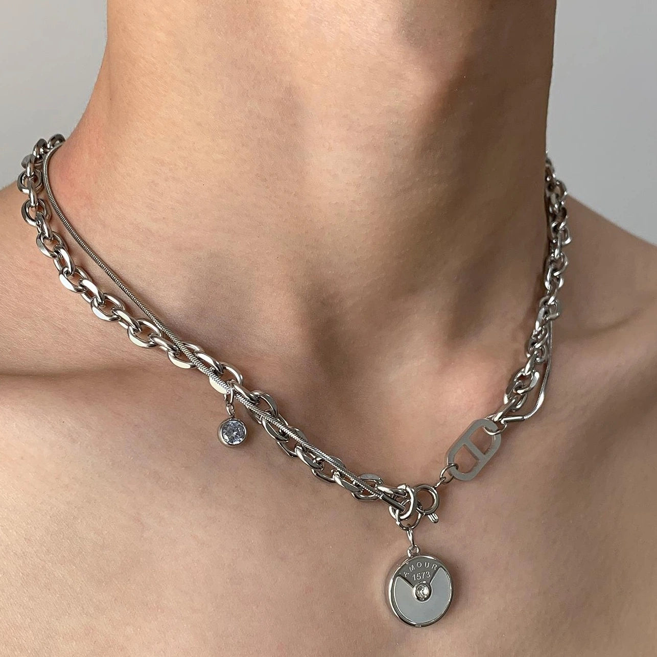 Accessories Multi Layer Coil Pendant Choker