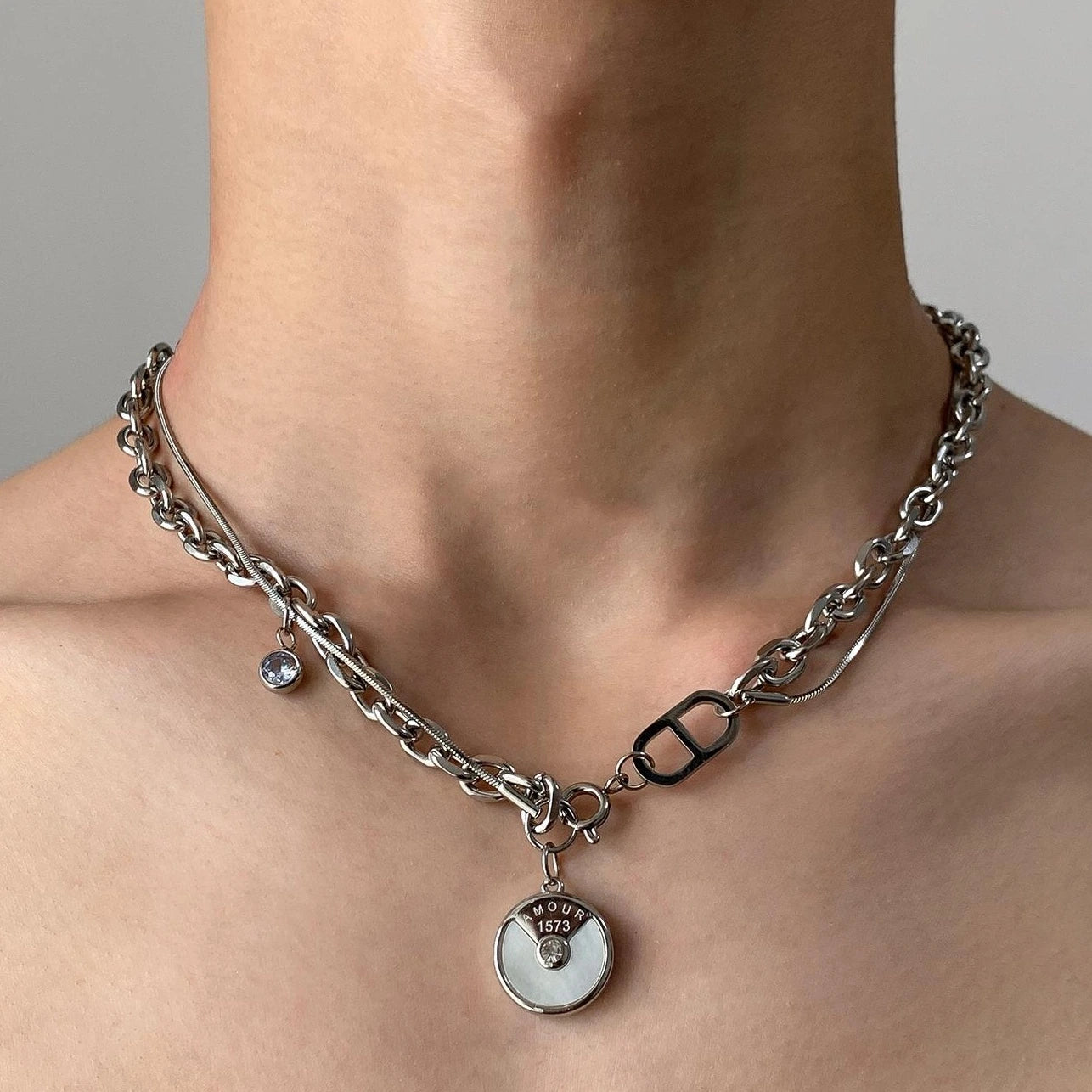 Accessories Multi Layer Coil Pendant Choker