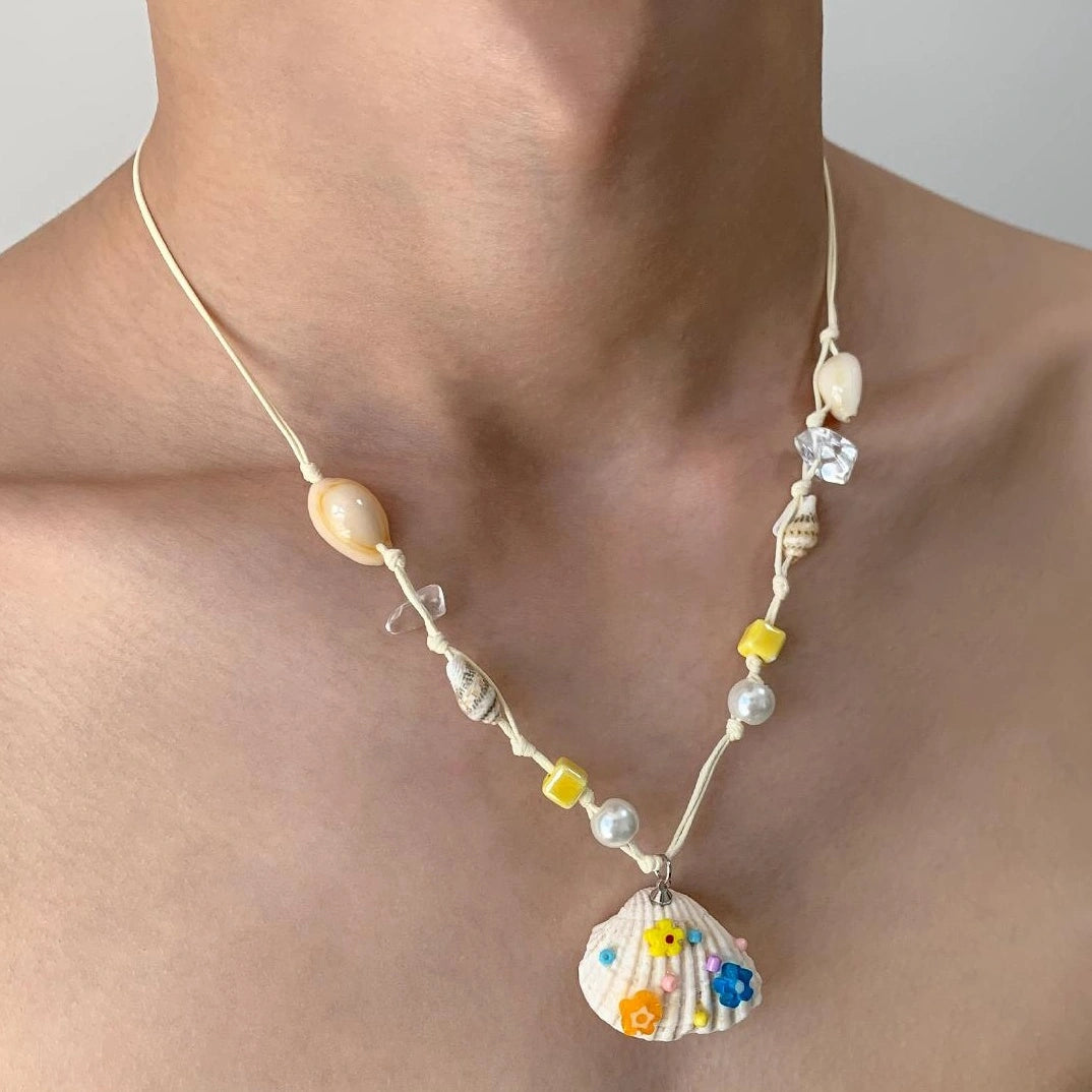 Accessories Natural Seashell Bead Necklace With Adjustable Drawstring
