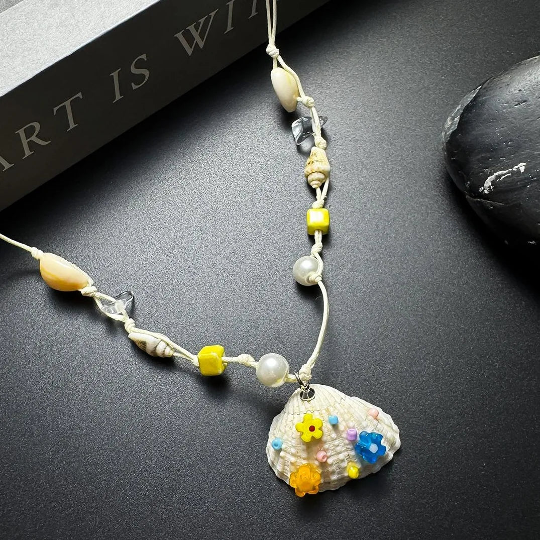 Accessories Natural Seashell Bead Necklace With Adjustable Drawstring
