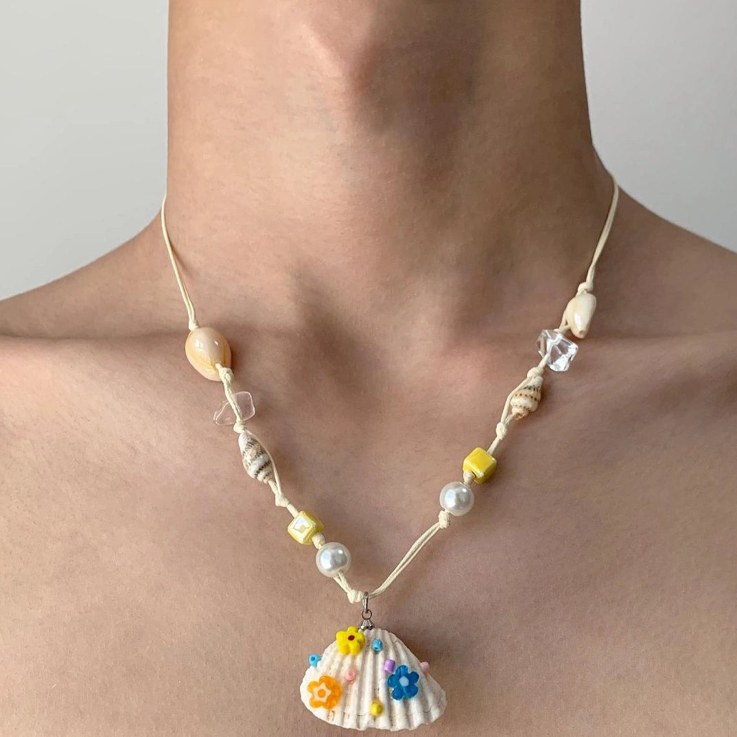 Accessories Natural Seashell Bead Necklace With Adjustable Drawstring