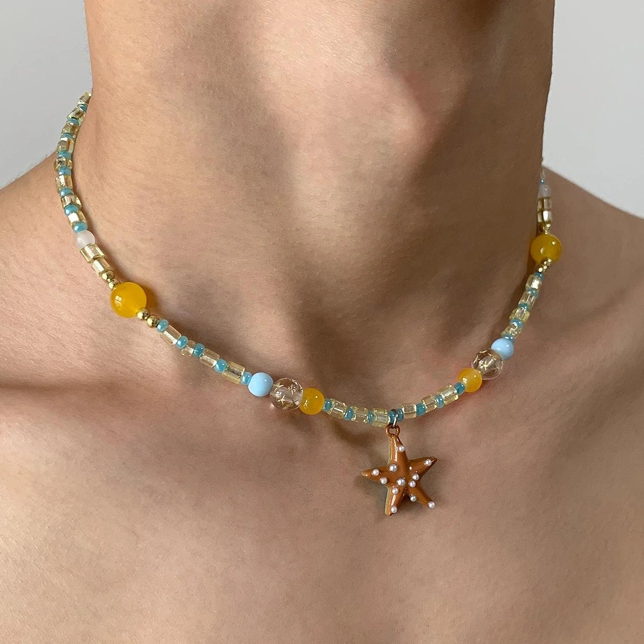 Accessories Ocean Breeze Citrus Starfish Beaded Necklace