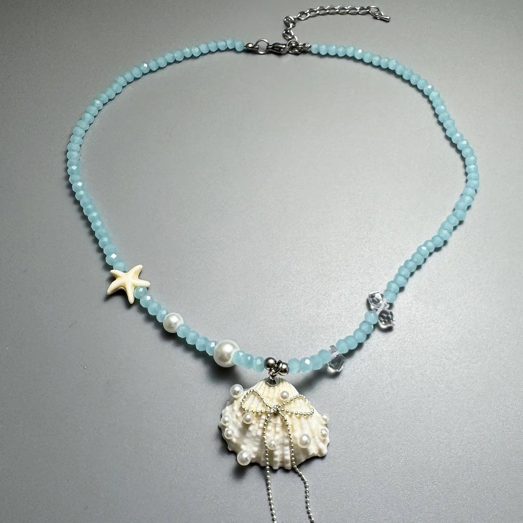 Accessories Ocean Breeze Shell Necklace With Blue Crystal