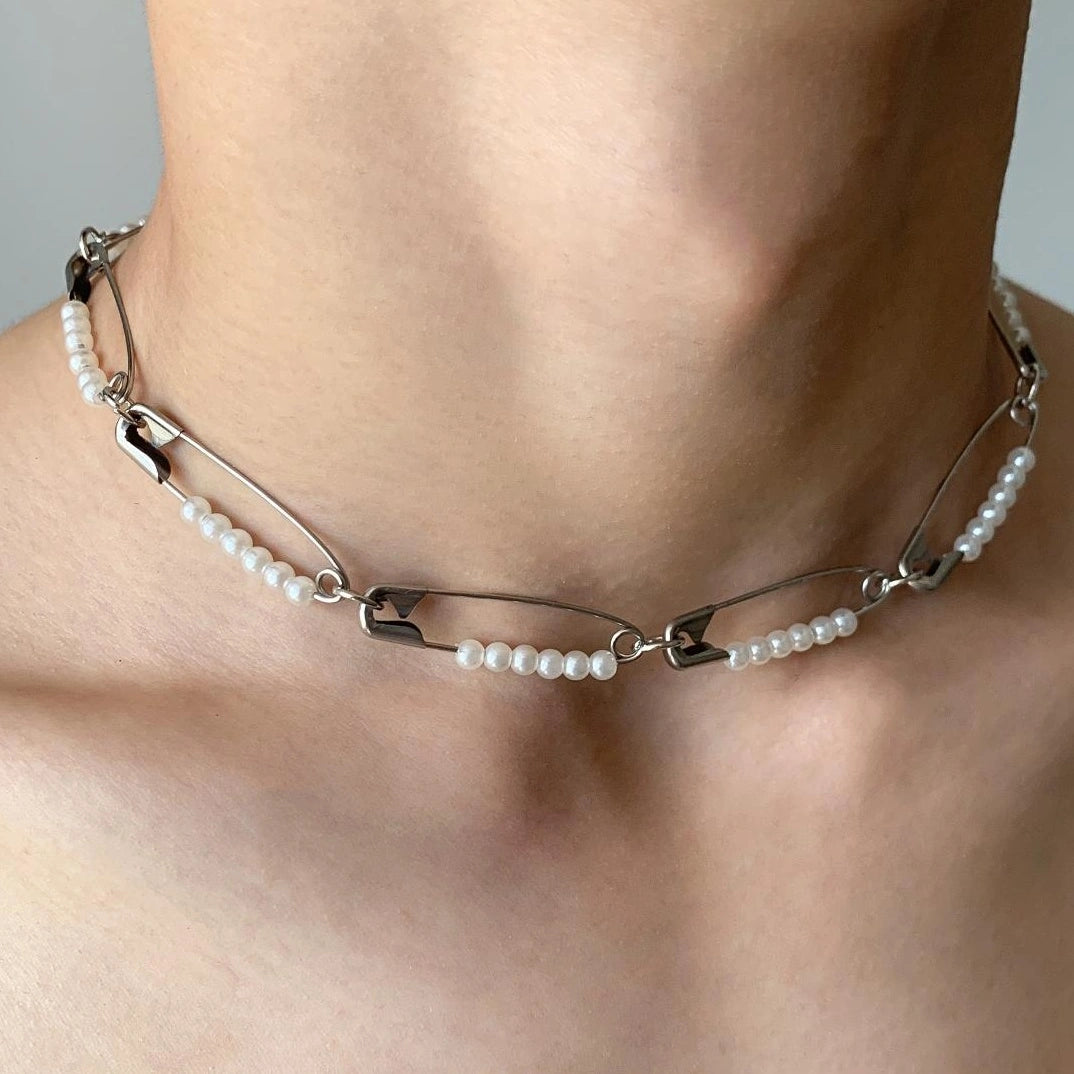 Accessories Pearl Accent Rivet Choker Necklace