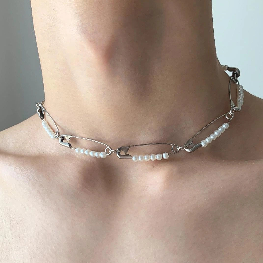 Accessories Pearl Accent Rivet Choker Necklace