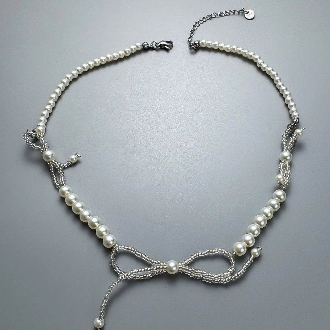 Accessories Pearl Bow Choker Necklace