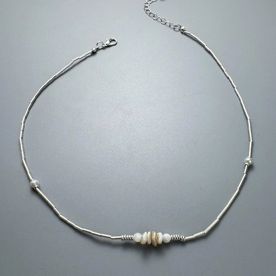 Accessories Pearl Crushed Stone Pendant Choker