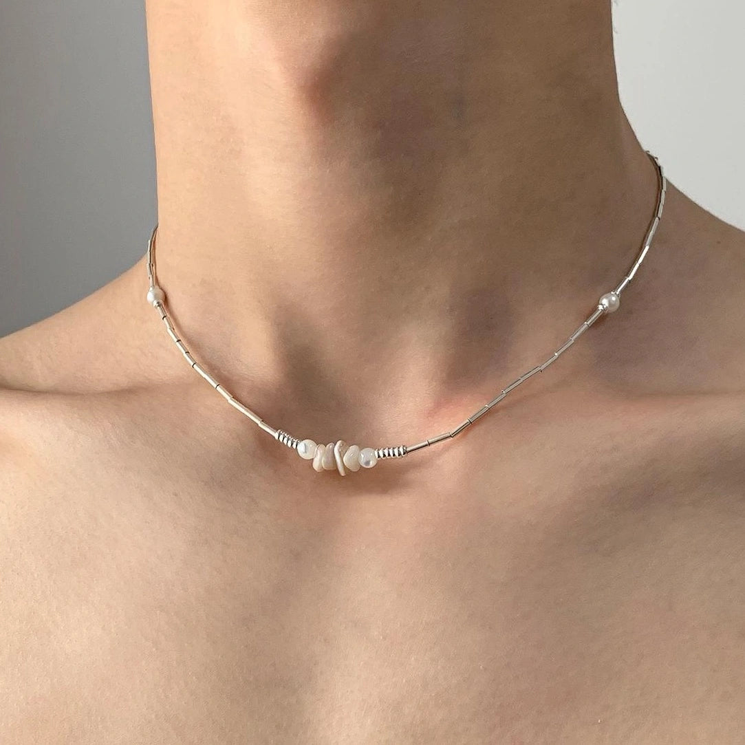 Accessories Pearl Crushed Stone Pendant Choker
