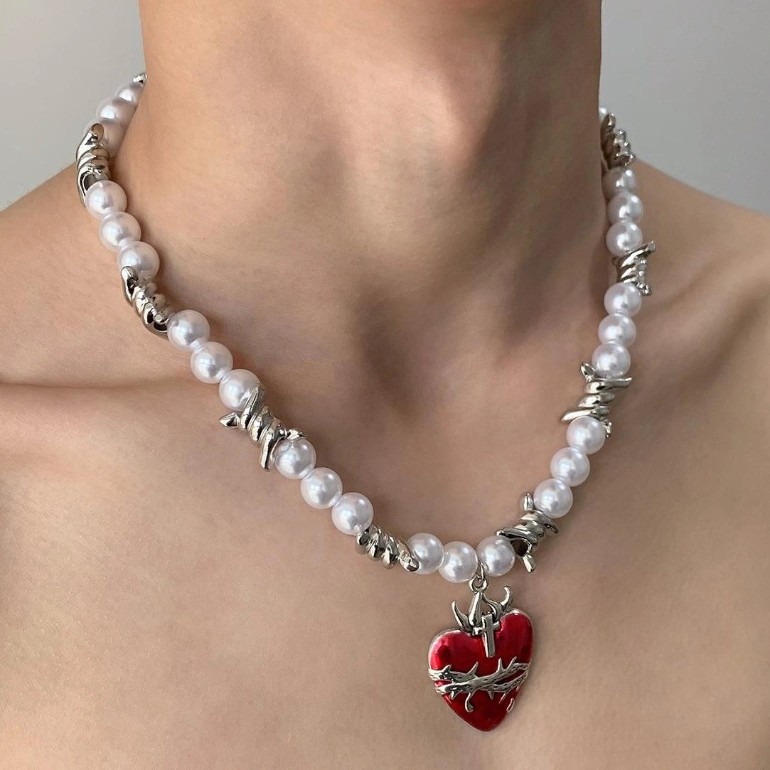 Pearl Drop Y 2 K Choker Necklace