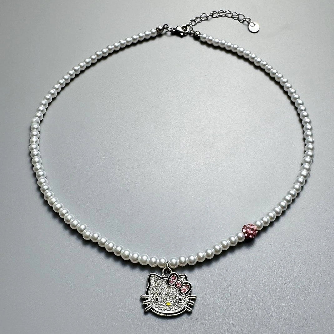 Accessories Pearl Kt Cat Pendant Choker Necklace