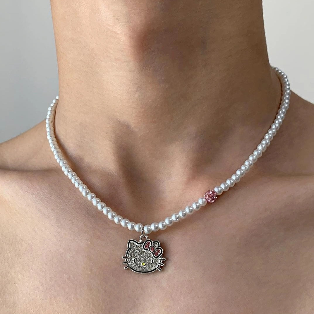 Accessories Pearl Kt Cat Pendant Choker Necklace