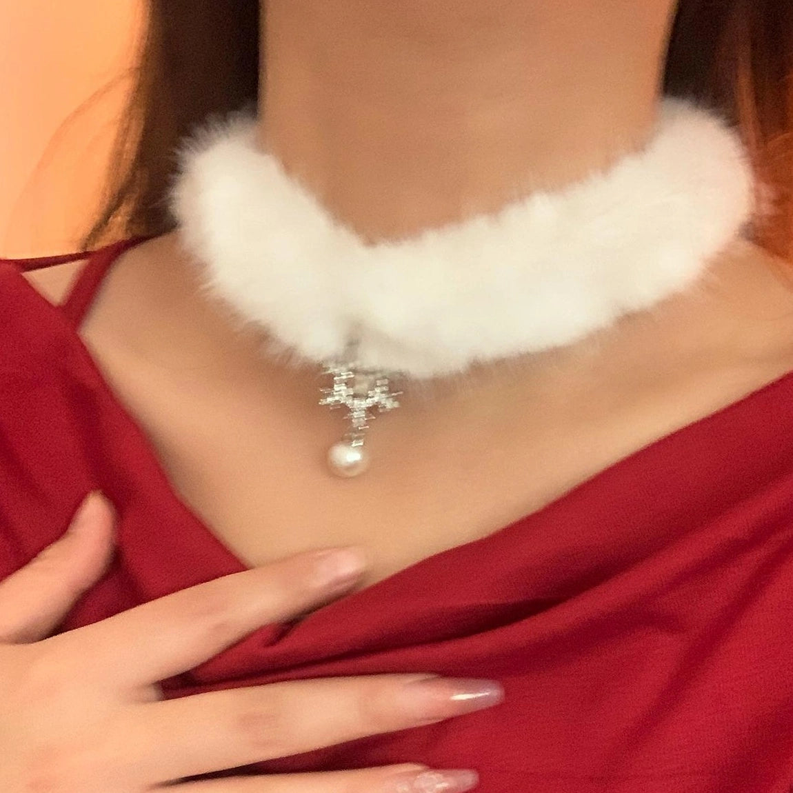 Accessories Pearl Snowflake Choker Necklace
