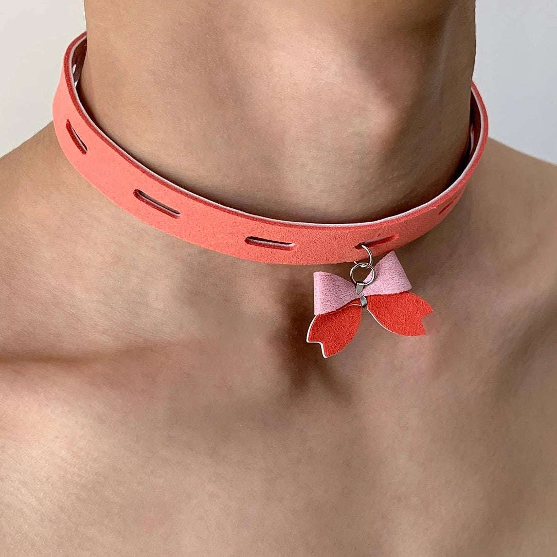 Accessories Pink Bow Choker Collar