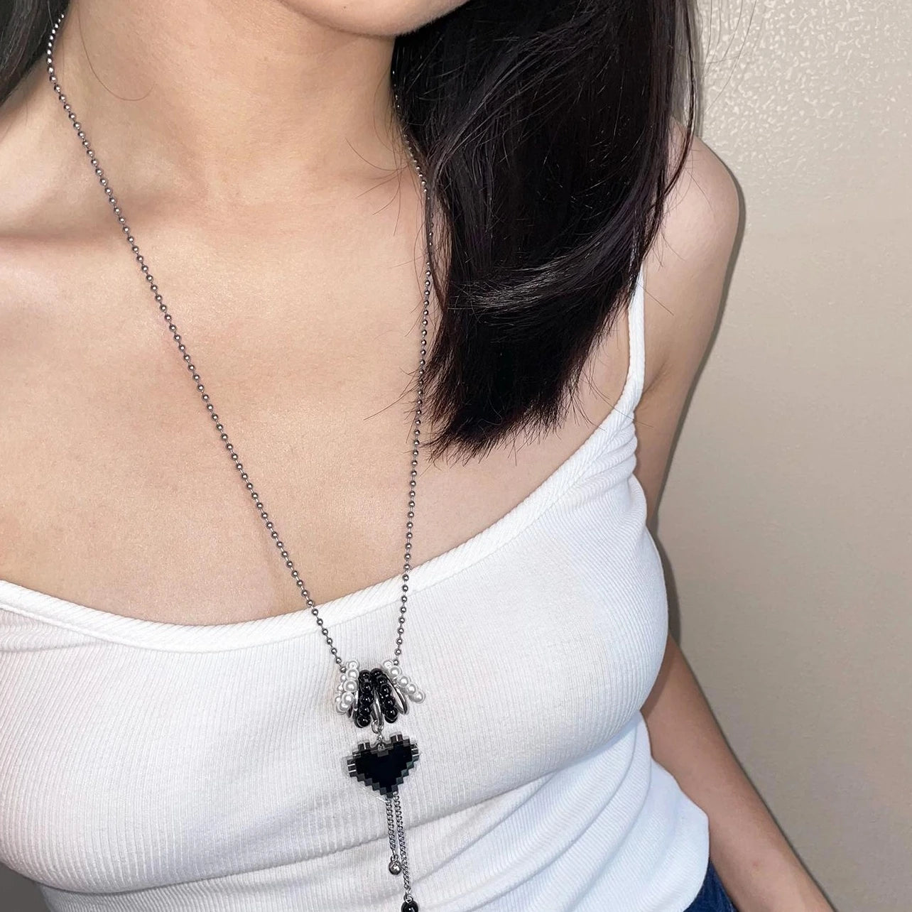 Accessories Pixel Love Pearl Tassel Necklace